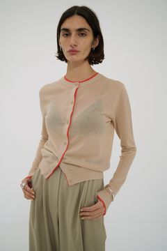シアーカーディガン ベージュ - W FACE BICOLOR SHEER CARDIGAN