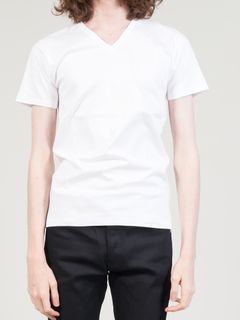 バイオシルケットスムースVネックTシャツ - V-Neck Pullover - WHITE