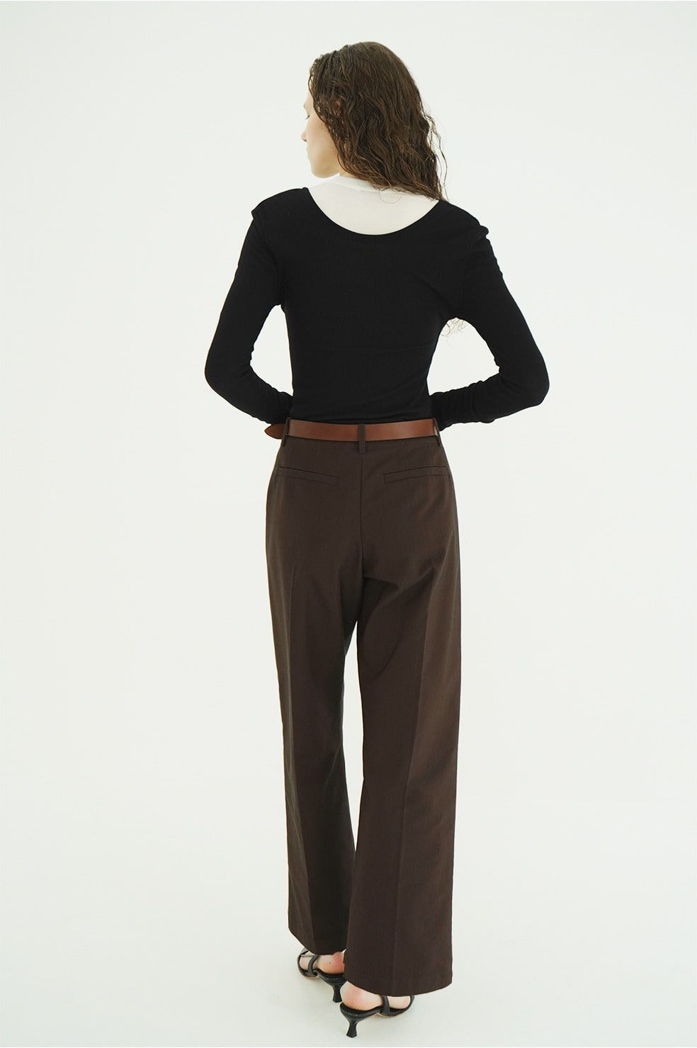 ウールリブカットソー - W FACE WOOL RIB TOPS（BLACK）