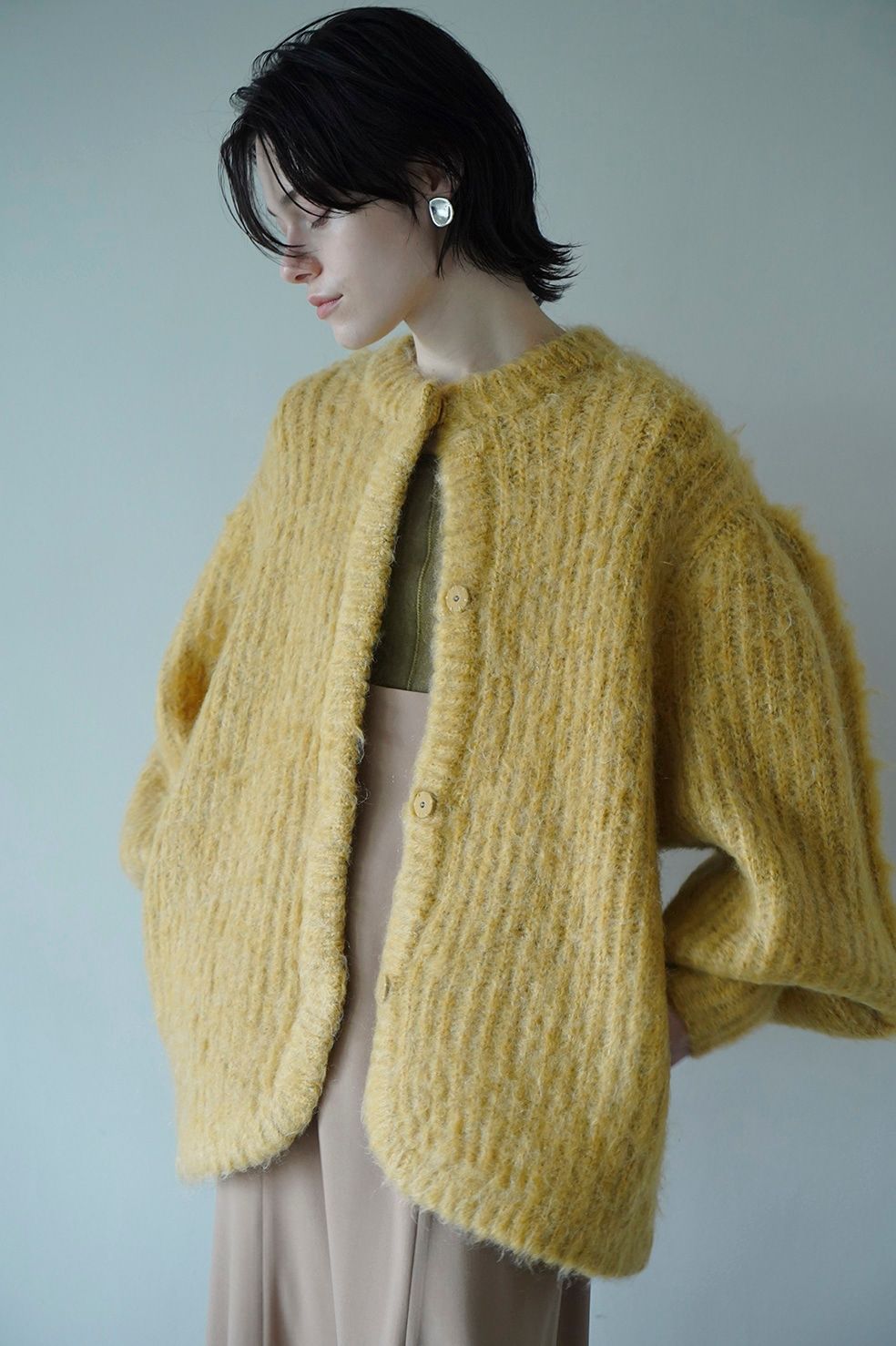 CLANE - カラー モヘア シャギー カーディガン - COLOR MOHAIR SHAGGY CARDIGAN YELLOW | ADDICT  WEB SHOP