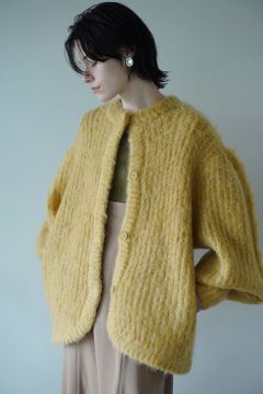 カラー モヘア シャギー カーディガン - COLOR MOHAIR SHAGGY CARDIGAN YELLOW
