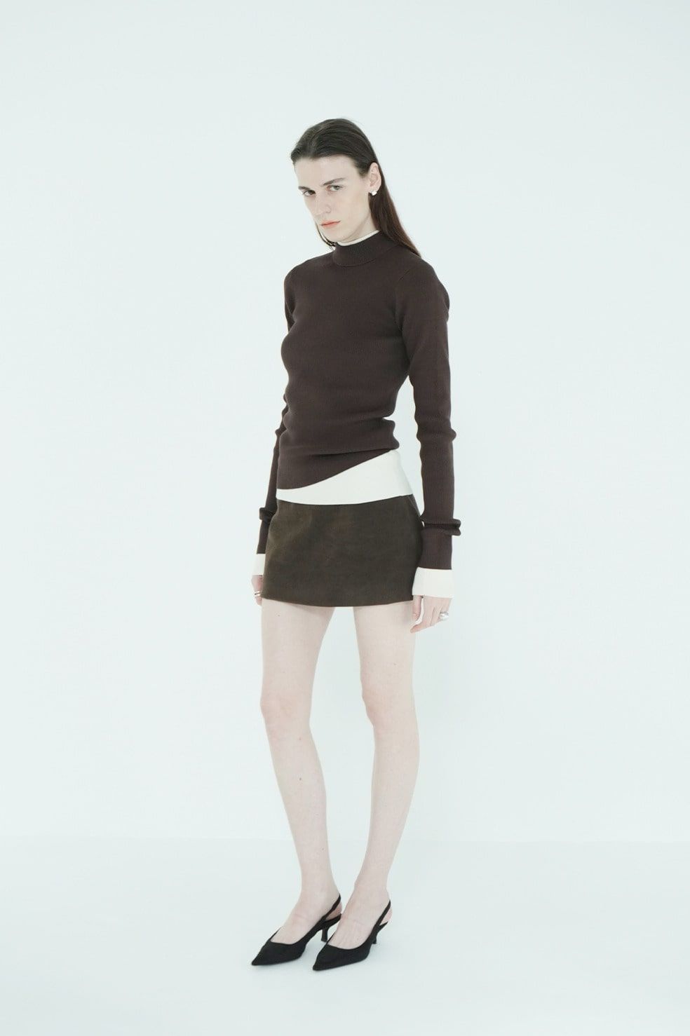 【26AW】 ハイネックリブニットトップス -  H/N RIB KNIT TOPS （BROWN）