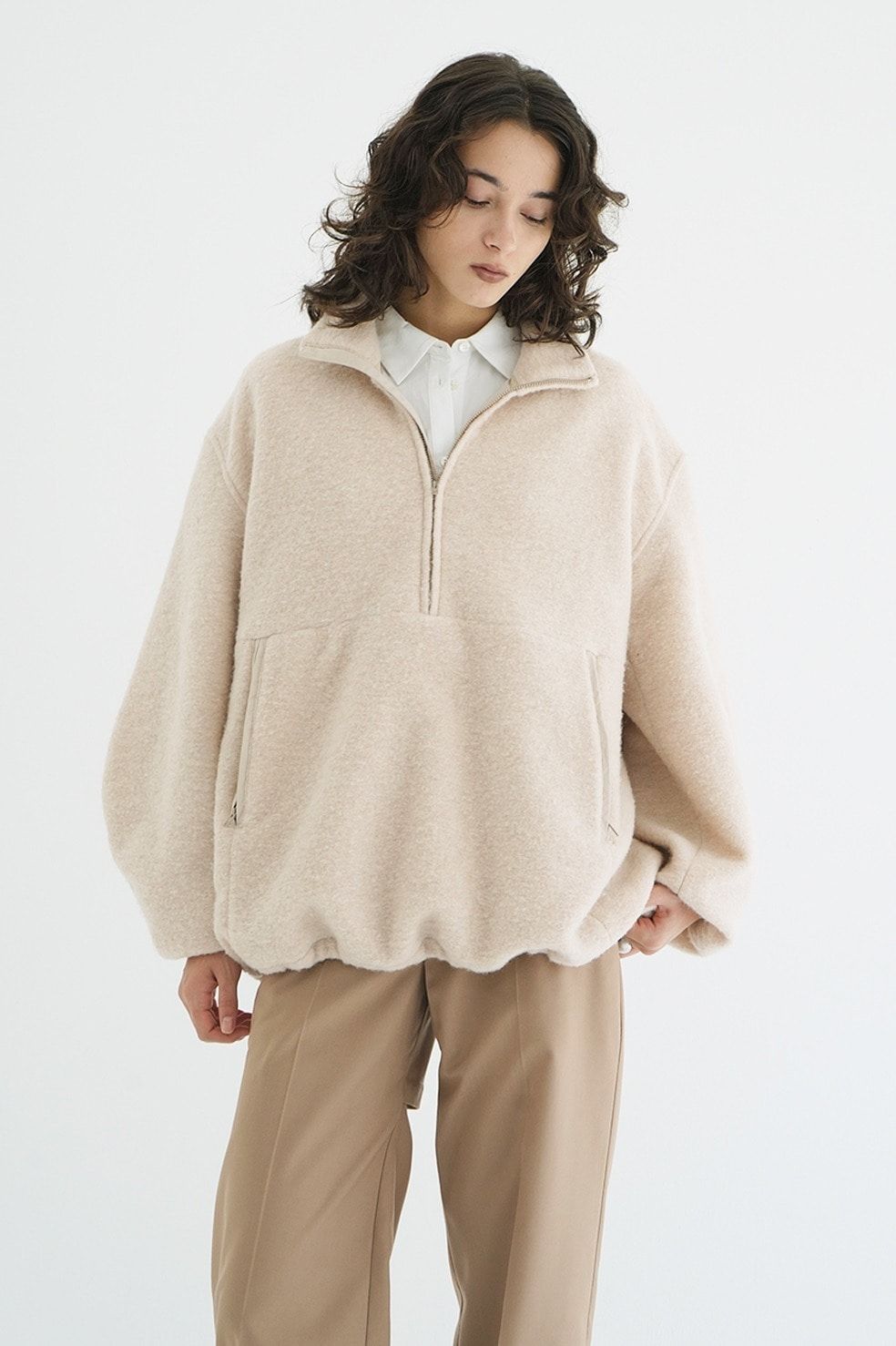 ハーフジップトップス - SLIVER HALF ZIP TOPS (IVORY)