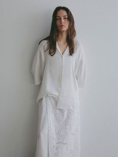 オープンネックキュプラシャツ (WHITE)