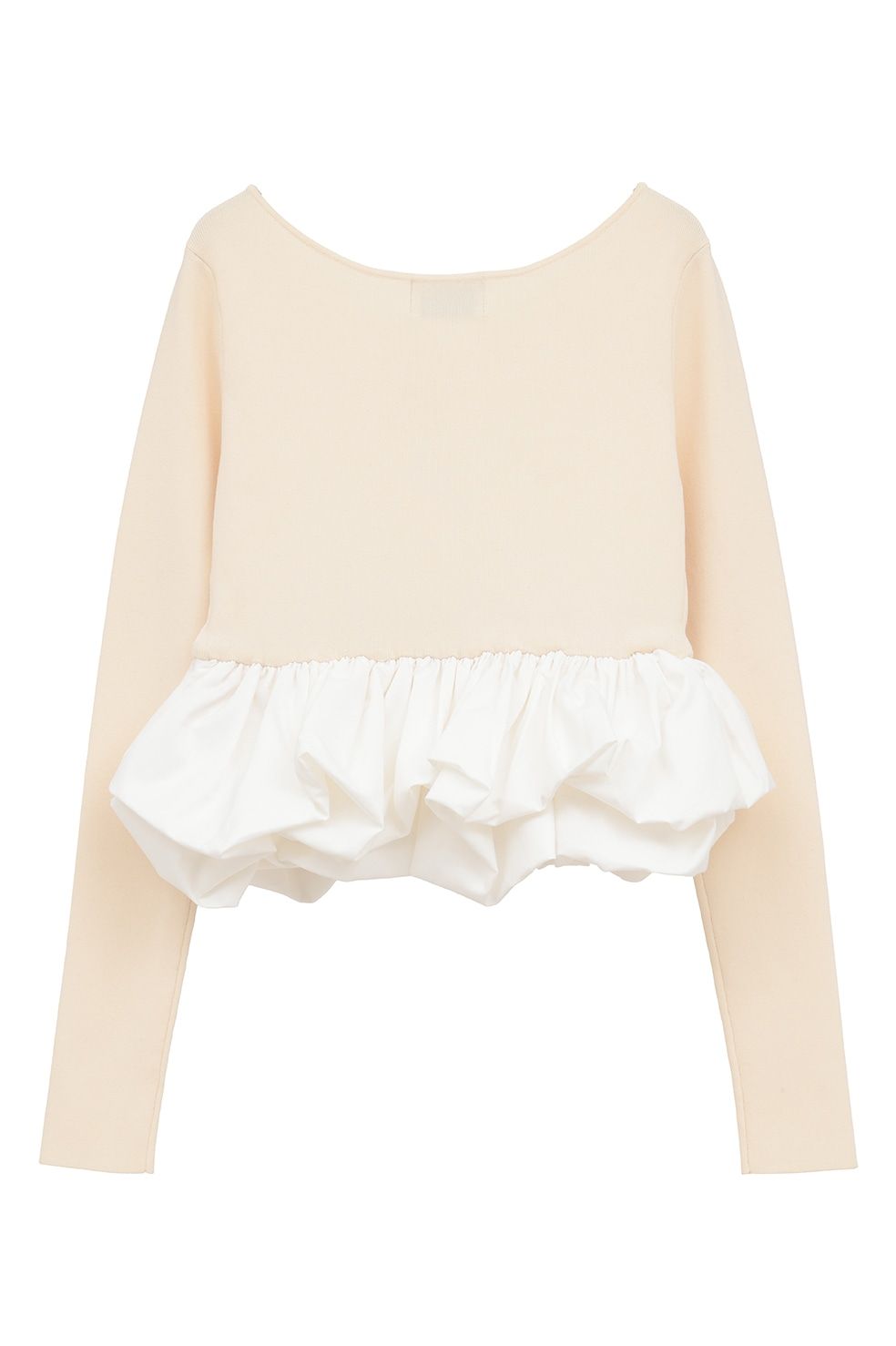 バルーン ショートニット トップス -  W BALLOON SHORT KNIT TOPS(IVORY)