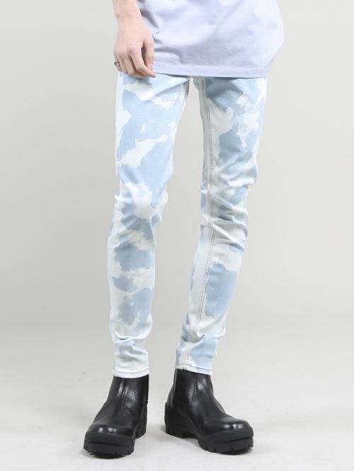 スーパーハイパワーデニム パッチィパターンブリーチレギンスパンツ - Bleach Denim Pants - SAXE×OFF WHITE