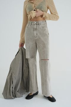 SLASH CUT DENIM PANTS BEIGE - スラッシュカット デニムパンツ