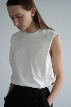 ノースリーブトップス - POWER SHOULDER TOPS - WHITE