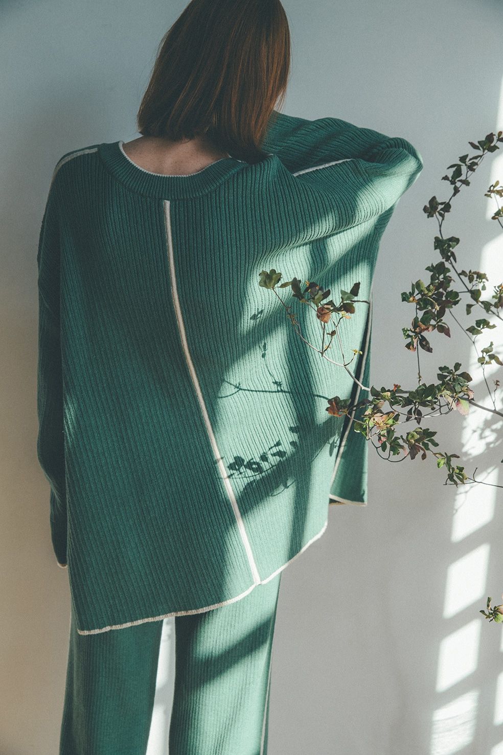 ダブルフェイスラインニット -  DOUBLE FACE LINE KNIT - GREEN