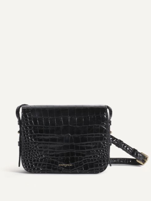 EDIE バッグ - クロコダイル型押し 2WAYショルダーバッグ －ブラック