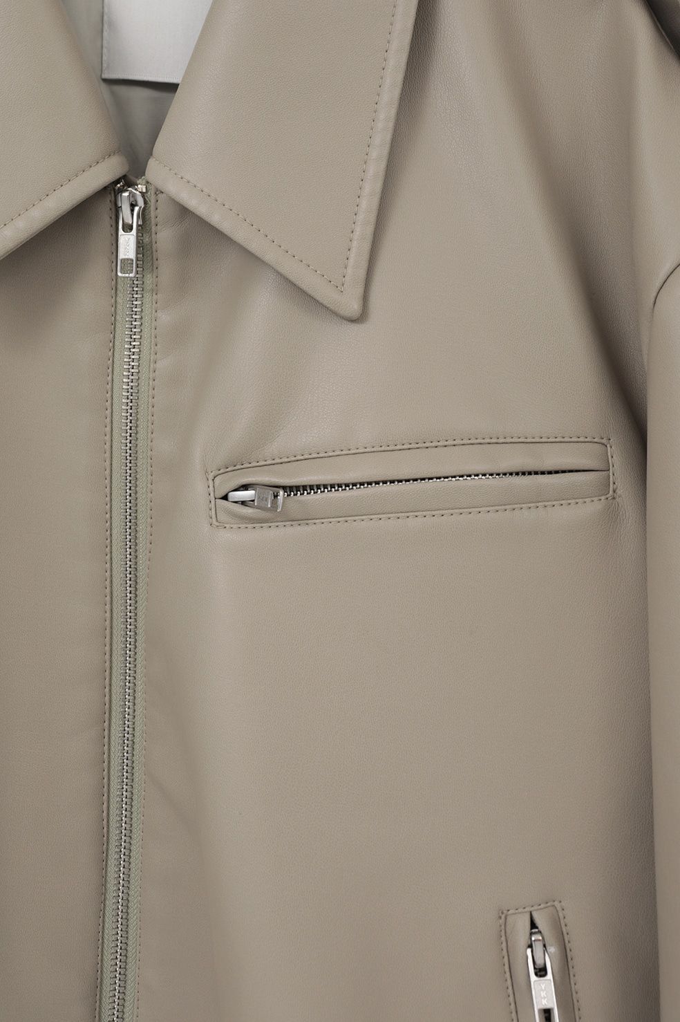バルキーラインシングルレザージャケット - BULKY LINE SINGLE LEATHER JACKET (MOSS GREEN)