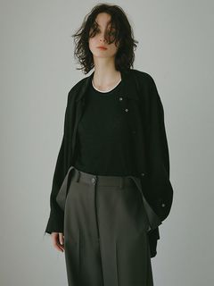 ETRE TOKYO - カフスカットオフキュプラシャツ - BLACK | ADDICT WEB SHOP