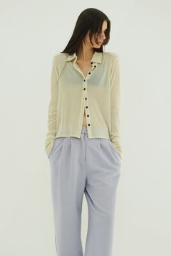 チュールフロッキーシャツ | TULLE FLOCKY SHIRTS (IVORY)