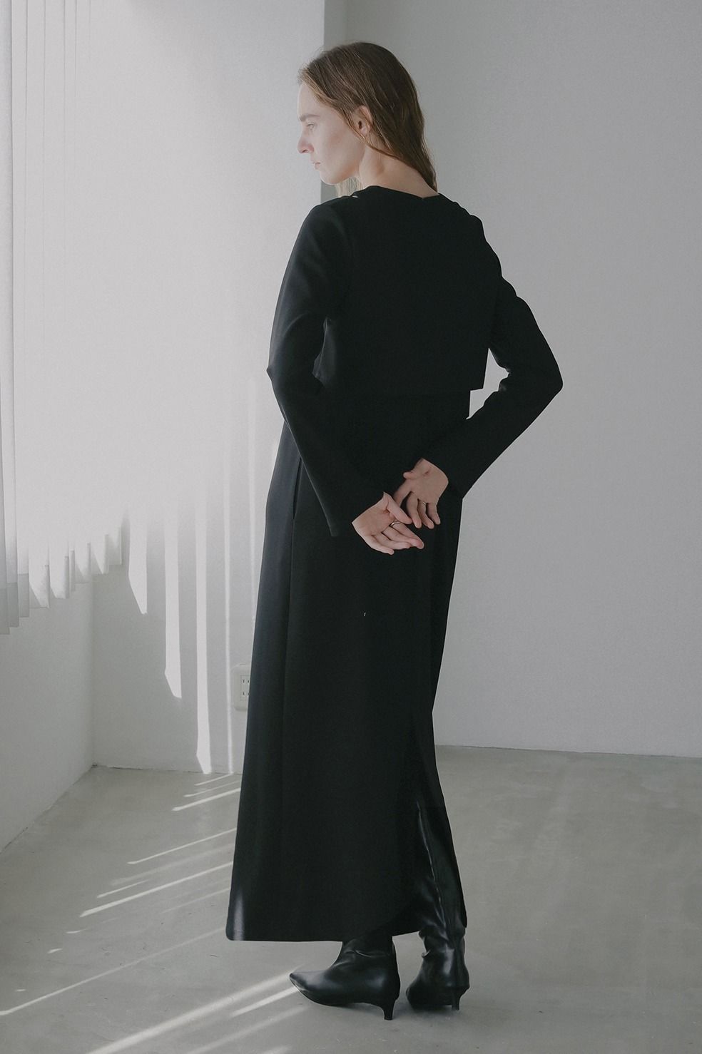 ショートブラウス+ワンピース｜SHORT BLOUSE SET ONE PIECE（BLACK)