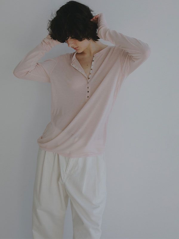 ウールフライスヘンリーネックプルオーバー（PINK）