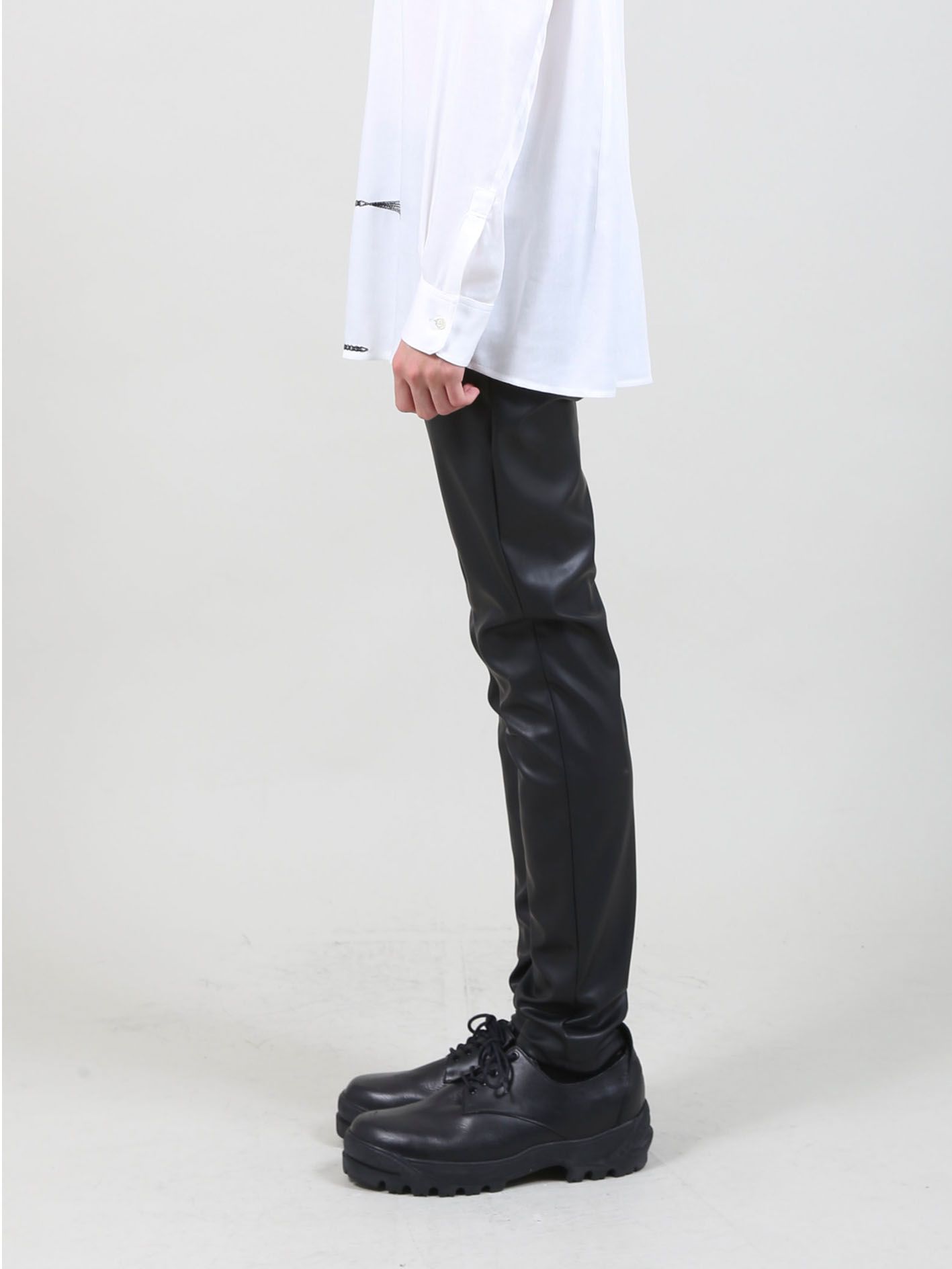 フェイクレザーレギンスパンツ -  Faux Leather Leggings Pants - BLACK