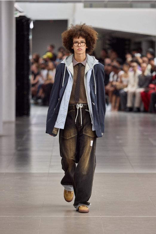 スウェットパンツ コンバインドデニムパンツ - Sweat Pants Combined Denim Pants (BLACK)