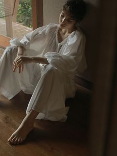 コットンリネンボリュームパンツ - WHITE