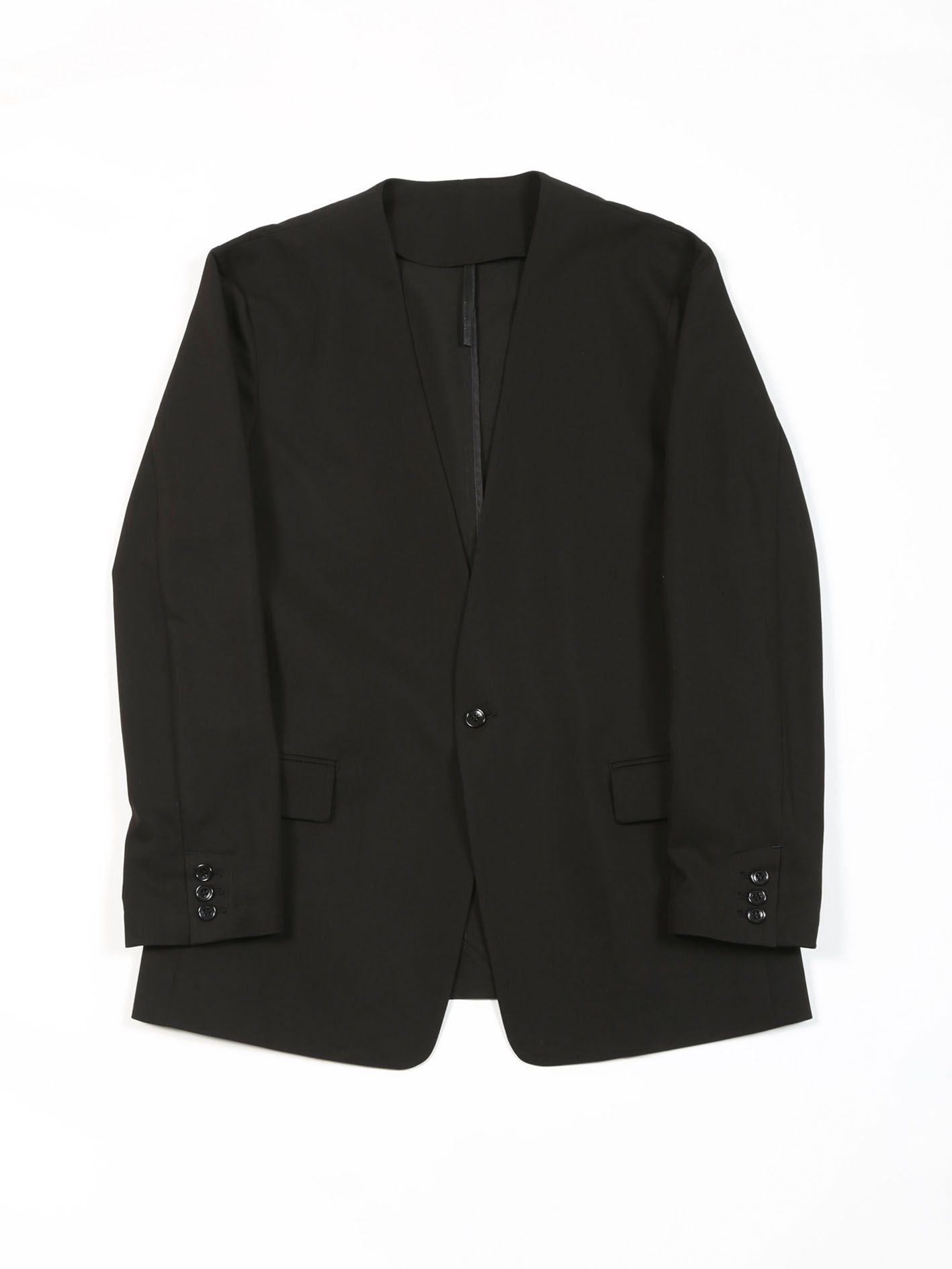 T/Rライトギャバ ノーカラージャケット - No-collar Jacket - BLACK