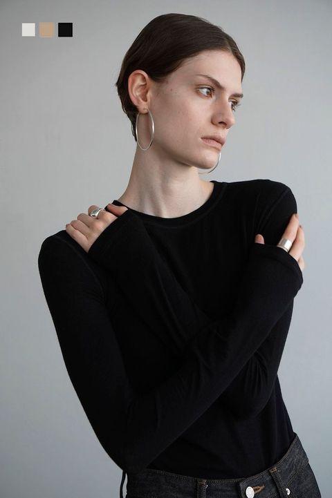 カシミア混クルーネックトップス - COMFORTABLE CREW TOPS