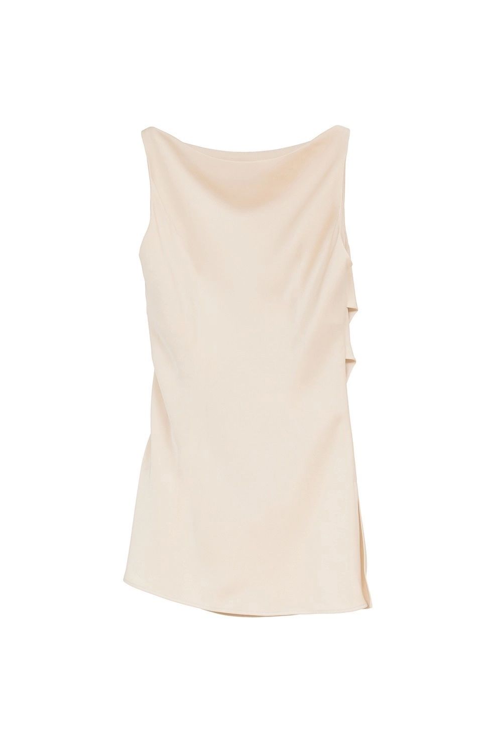 サテンドレープトップス - SATIN DRAPE TOPS (BEIGE)