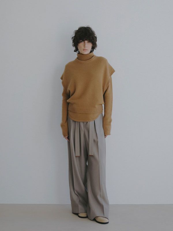 ウールカシミヤスリーブレスニットプルオーバー (CAMEL)