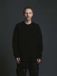 綿カシミヤ プルオーバーニット - BLACK