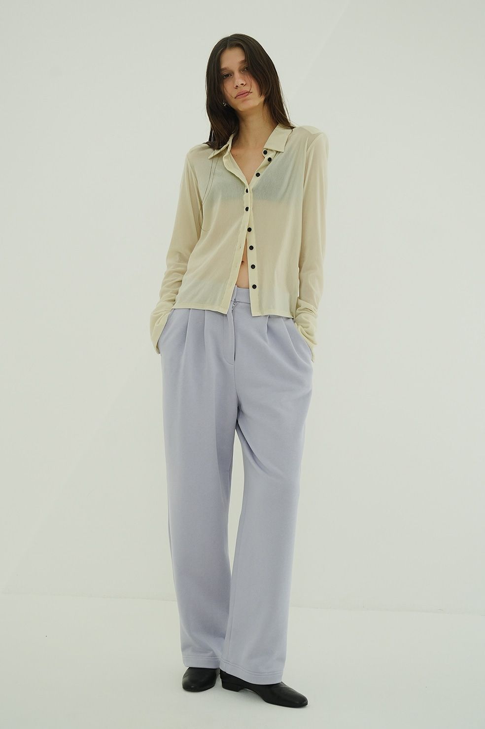 チュールフロッキーシャツ | TULLE FLOCKY SHIRTS (IVORY)