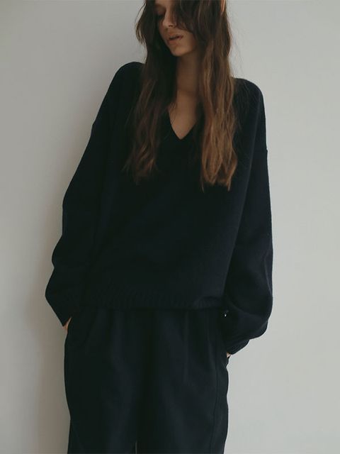 Vネック2wayニットプルオーバー  (NAVY)