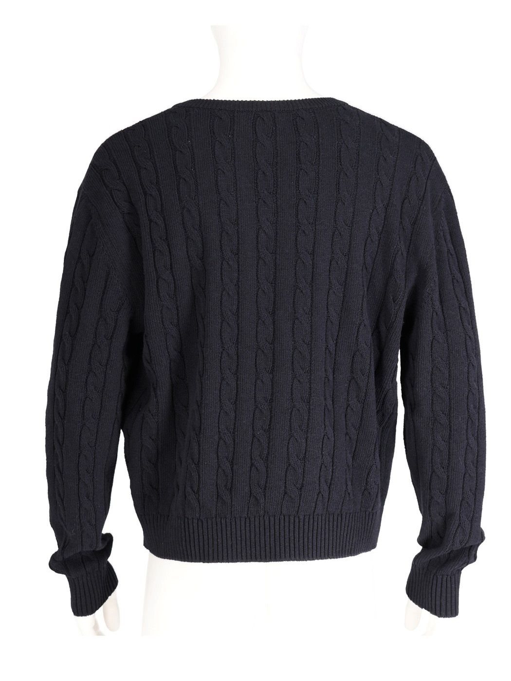 ニットプルオーバー - V-NECK CABLE KNIT SWEATER (BLACK)