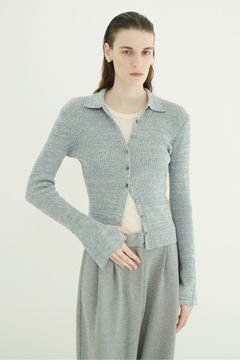 コンパクト ニットシャツ - COMPACT RIB KNIT SHIRTS (BLUE)