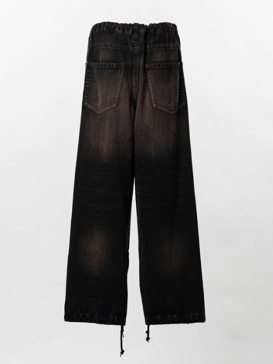 コンバインド スウェット デニム パンツ - Combined Sweat Denim Pants（BLACK)