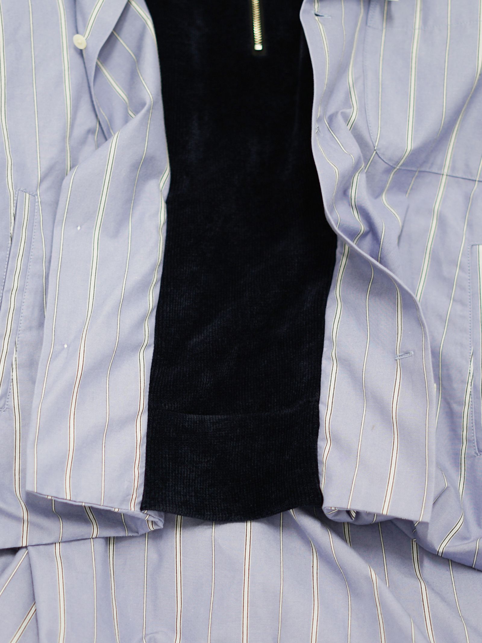 【レディース】 シフテッド レイヤー ストライプ シャツ- Shifted Layer Stripe Shir (BLUE)