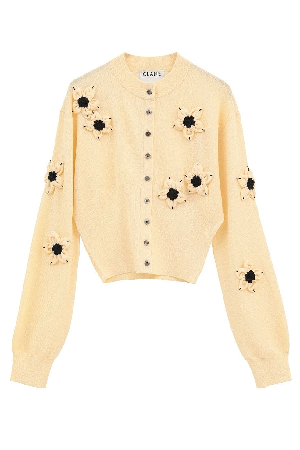 ニットカーディガン - FLOWER MOTIF KNIT CARDIGAN (YELLOW)