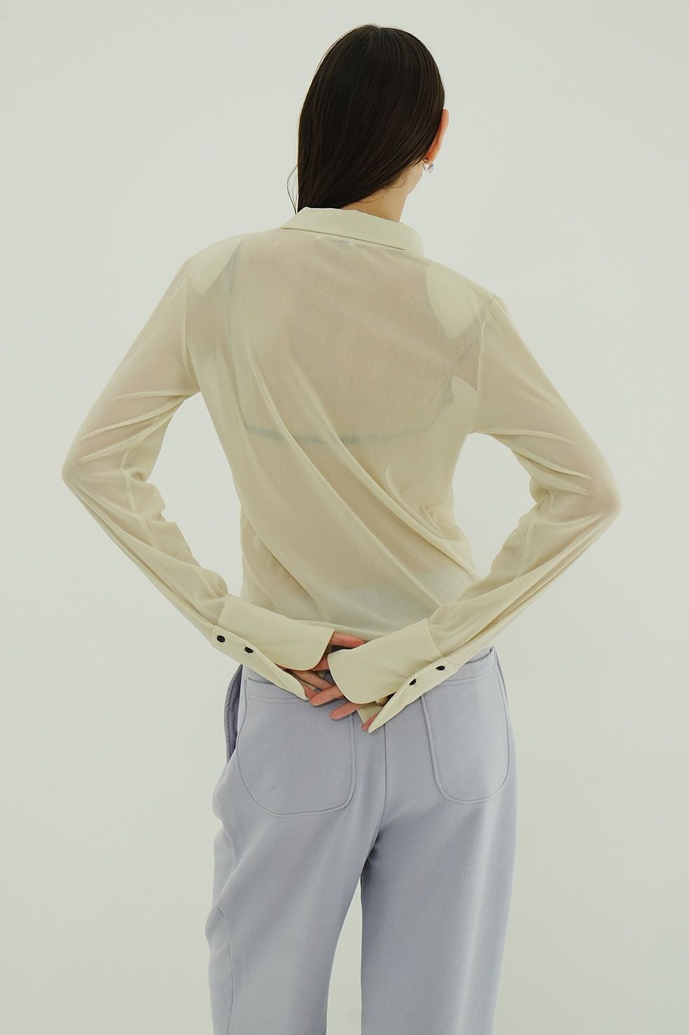 チュールフロッキーシャツ | TULLE FLOCKY SHIRTS (IVORY)