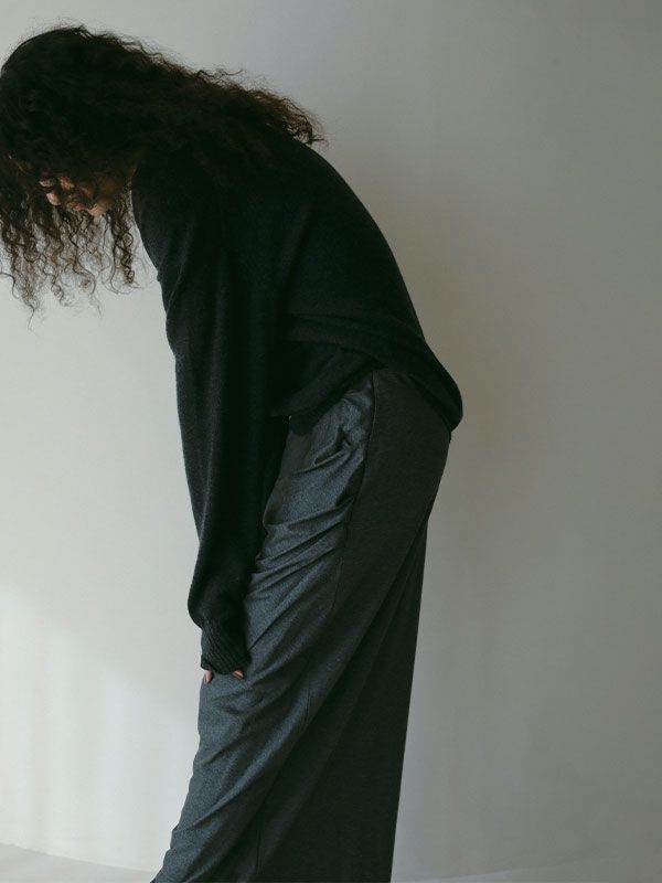 Vネックカシミヤニットプルオーバー GREY レディース リラックス スタイル