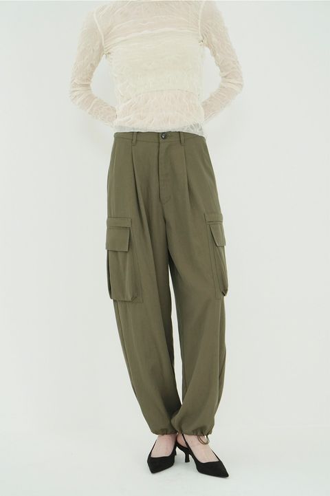 カーゴパンツ - LOW WAIST POCKET CARGO PANTS (KHAKI)