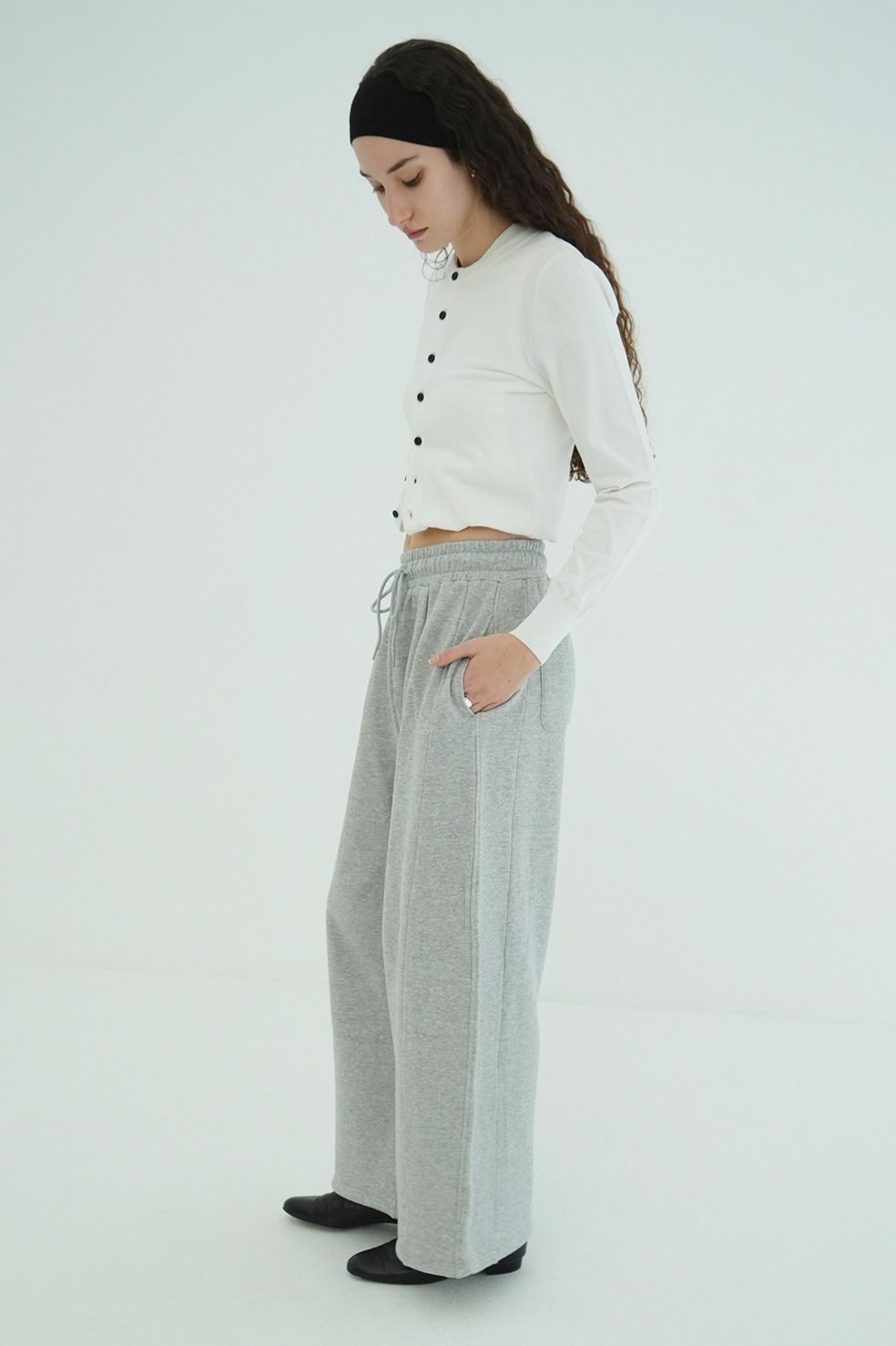 パフトップス - W FACE CLOUD PUFF SLEEVE TOPS (GREY)