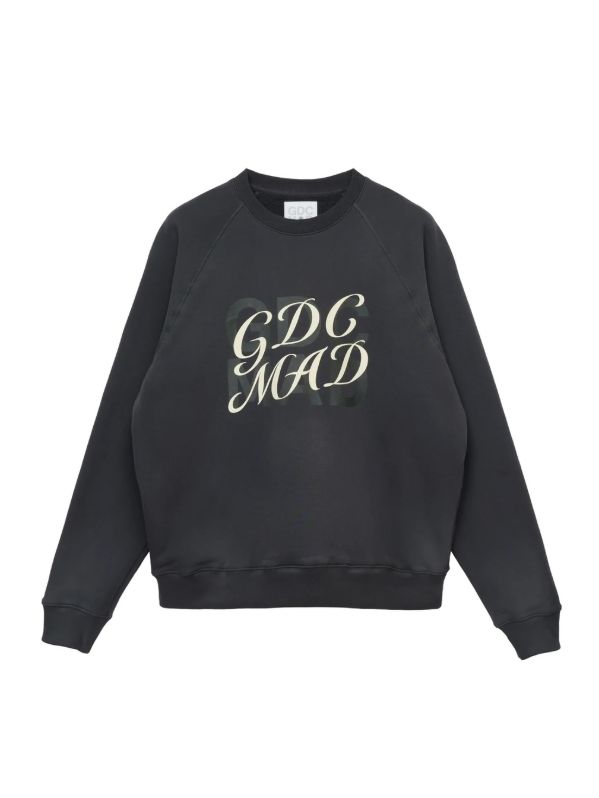 【MADNESS x GDC】 マッドネスコラボ スウェットプルオーバー - SUPERIMPOSE GRAPHIC SWEATSHIRT（CHARCOAL)