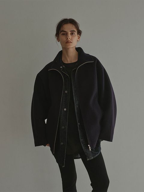 メルトンスタンドネックリバーブルゾン (NAVY)