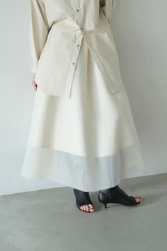 ボリューム フレア スカート - ベージュ - SHEER RUSSELL VOLUME FLARE SKIRT