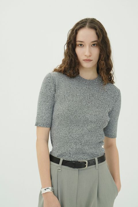 ハイネック 半袖リブニットトップス - H/N HALF SLEEVE RIB KNIT TOPS (MIX)