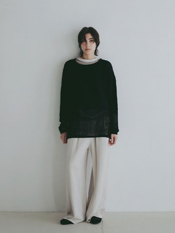 シアークロシェニットプルオーバー - BLACK