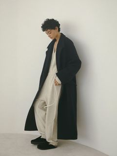 ダブルブレストウールコート - NAVY