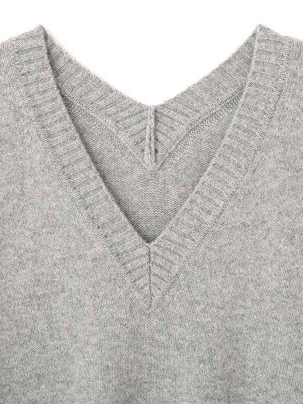 Vネック2wayニットプルオーバー  (GREY)