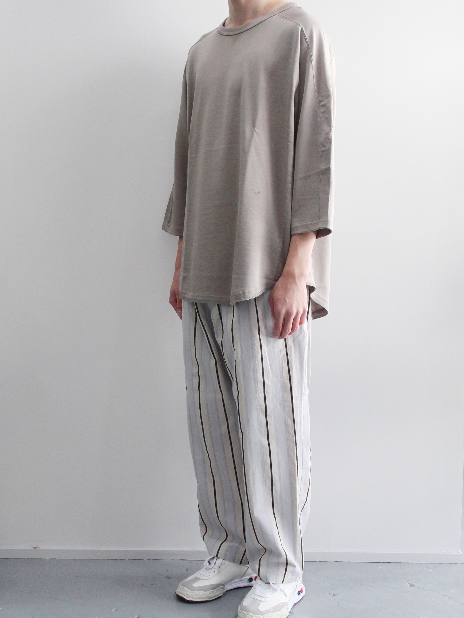 七分袖フットボールTシャツ - "QUARTER SLEEVE FOOTBALL TEE - Rayon plating jersey - GREY