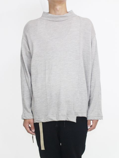 綿ウール天竺ハイネック長袖カットソー - BEIGE