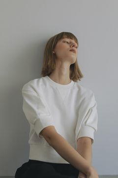パフスリーブトップス -  	 PUFFSLEEVE SWEAT TOPS - WHITE