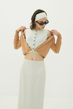 レイヤーニットカーディガン - W LAYERED KNIT CARDIGAN (BEIGE)