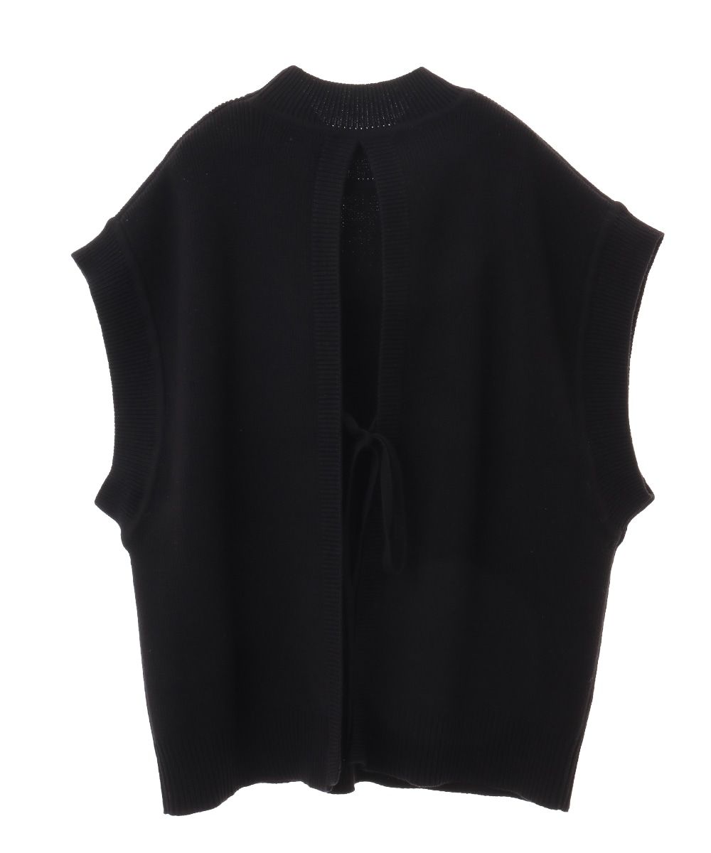 CLANE - バックスリットニットベスト - BACK SLIT KNIT VEST - BLACK ...